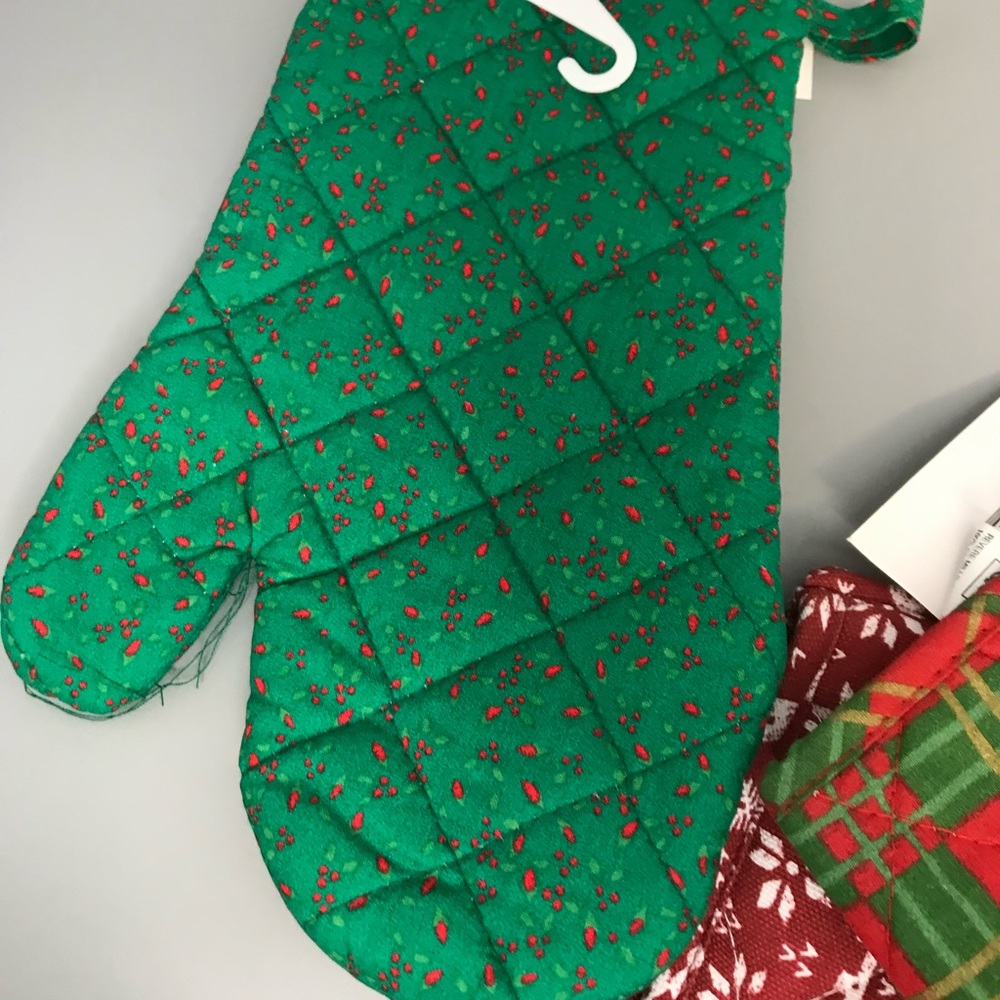 Vintage NOS 4pc Christmas holiday oven bake mitten gloves bundle - Picture 7 of 10